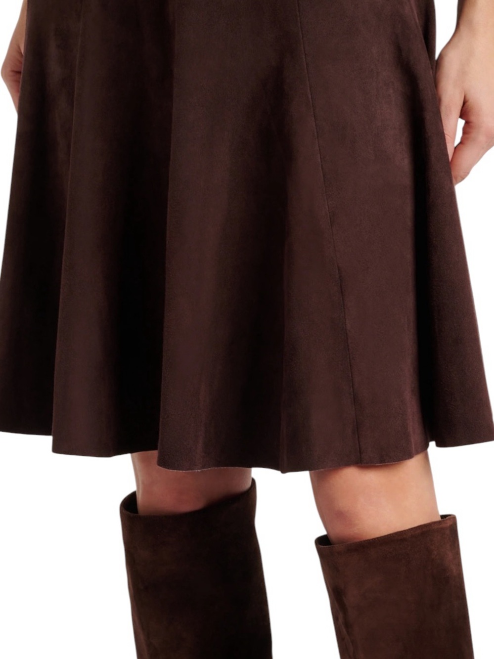 Dressbarn Brown Faux Suede Midi Skirt Fall Office  Minimalist Casual Winter